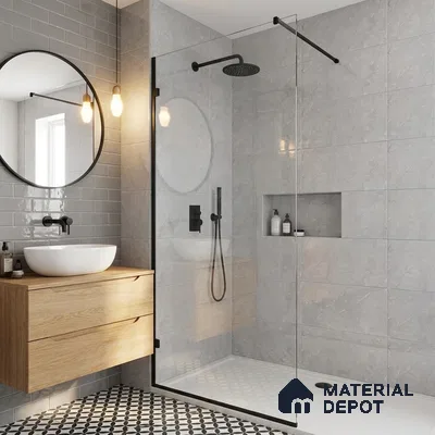 Marble Wall Tile TL 09749 C  2 ft x 1 ft Grey Ceramic Glossy Finish Highlighter 1 Tile - 9 mm | Ideal for Bathroom, Kitchen