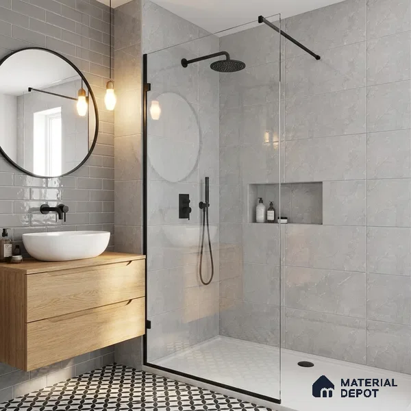Marble Wall Tile TL 09749 C 2 ft x 1 ft Grey Ceramic Glossy Finish Highlighter 1 Tile - 9 mm | Ideal for Bathroom, Kitchen