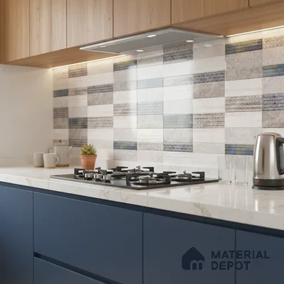 Patterned Wall Tile TL 09750 C  2 ft x 1 ft  Ceramic Glossy Finish Highlighter 1 Tile - 9 mm | Ideal for Bathroom, Kitchen | Please Expect a Slight Variation of Pattern