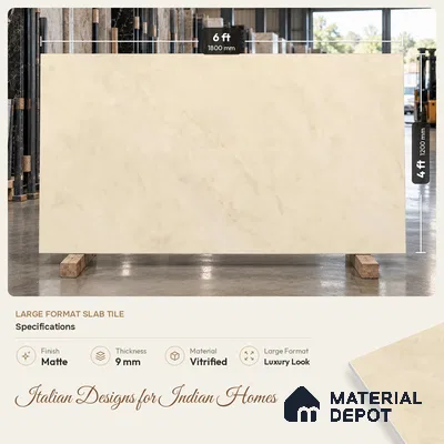 TL 09774 C Crema Venice 6 ft x 4 ft Matte Finish Vitrified Floor & Wall Tile - 9 mm | Adhesive and Spacers Must be Used During Installation
