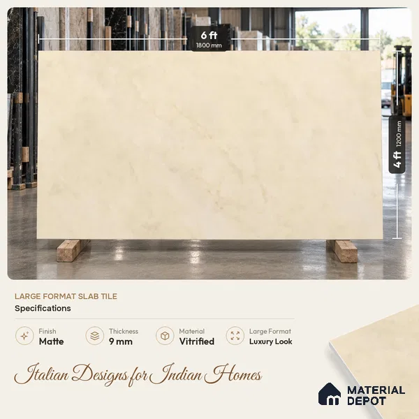 TL 09774 C Crema Venice 6 ft x 4 ft Matte Finish Vitrified Floor & Wall Tile - 9 mm | Adhesive and Spacers Must be Used During Installation