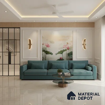 TL 09774 Crema Venice 6 ft x 4 ft Glossy Finish Vitrified Floor & Wall Tile - 9 mm | Adhesive and Spacers Must be Used During Installation