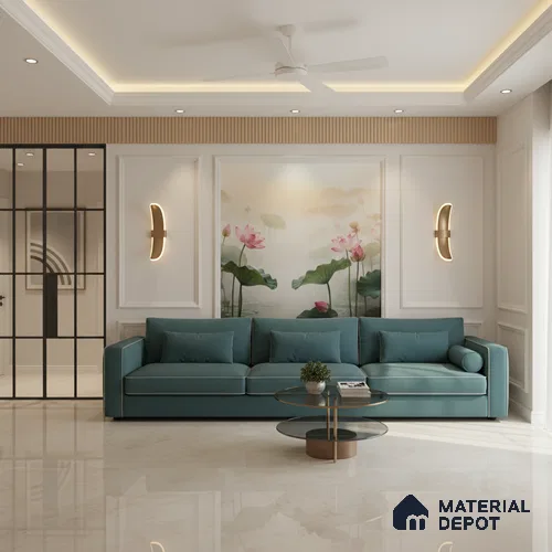 TL 09774 Crema Venice 6 ft x 4 ft Glossy Finish Vitrified Floor & Wall Tile - 9 mm | Adhesive and Spacers Must be Used During Installation