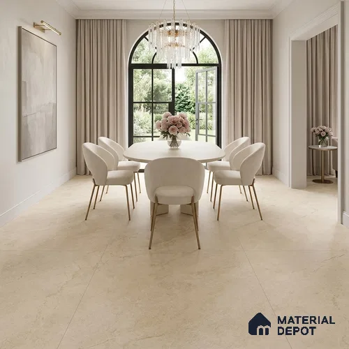 Marble Floor & Wall Tile TL 09774 D Venice Crema 6 ft x 4 ft Satin Finish Vitrified Tile - 9 mm | Suitable For Living Room, Bedroom & Dining Area