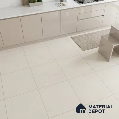 White Plain Wall & Floor Tile TL 09775   2 ft x 2 ft Vitrified Matte Finish - 9 mm  | Suitable for Living Room, Bedroom, Bathroom