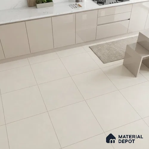 White Plain Wall & Floor Tile TL 09775   2 ft x 2 ft Vitrified Matte Finish - 9 mm  | Suitable for Living Room, Bedroom, Bathroom