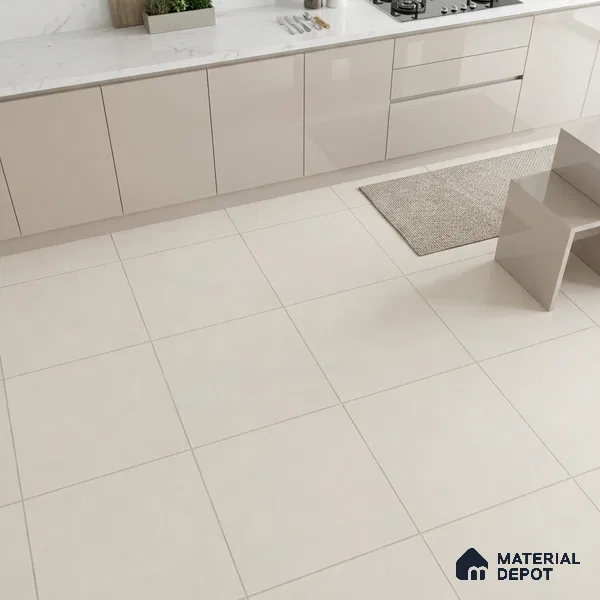 White Plain Wall & Floor Tile TL 09775 2 ft x 2 ft Vitrified Matte Finish - 9 mm | Suitable for Living Room, Bedroom, Bathroom