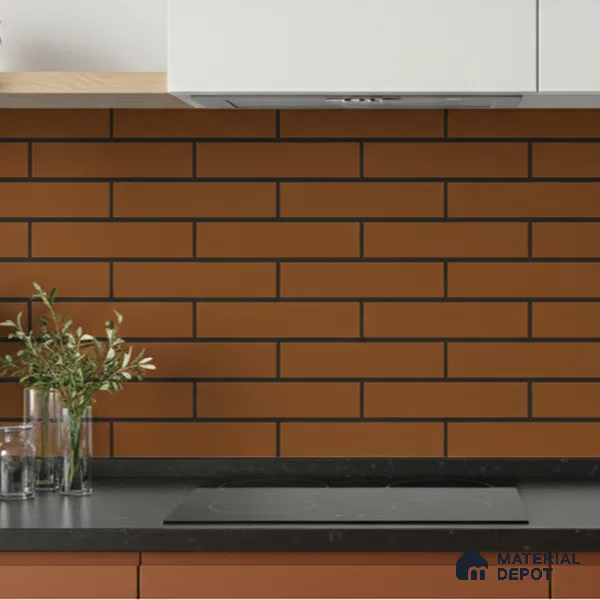 Brick Wall Tile Orange Alloy P-143 TL 09776 2 ft x 1 ft Matte Finish Ceramic Tile - 9 mm