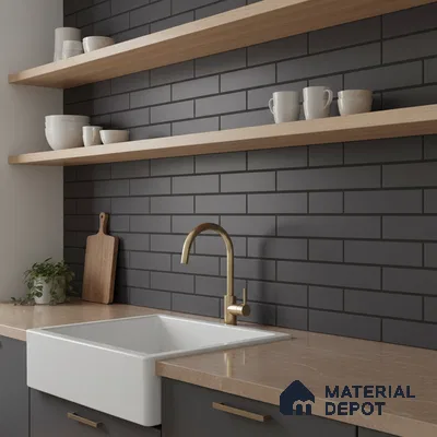 Subway Look Royal Dark Grey-143 TL 09780 B 2 ft x 1 ft Matte Finish Ceramic Wall Tile - 9 mm | Please Expect a Slight Variation of Pattern