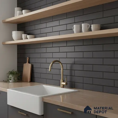 Subway Look Royal Dark Grey-143 TL 09780 B 2 ft x 1 ft Matte Finish Ceramic Wall Tile - 9 mm | Please Expect a Slight Variation of Pattern