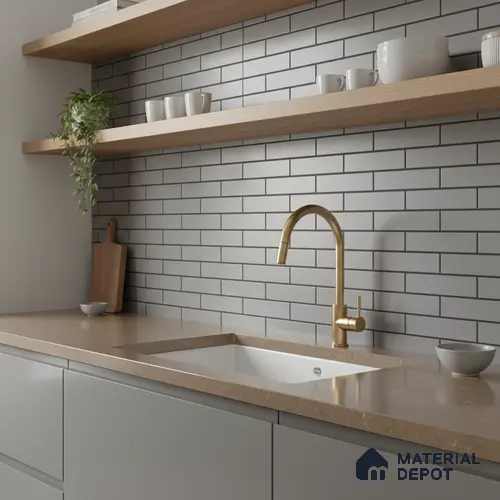 Subway Look Royal Light Grey-143 TL 09780 2 ft x 1 ft Matte Finish Ceramic Wall Tile - 9 mm | Please Expect a Slight Variation of Pattern