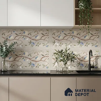 Tropical Wall Tile TL 09781 Matte Finish 2 ft x 1 ft Ceramic Wall Tile - 9 mm | Please Expect a Slight Variation of Pattern