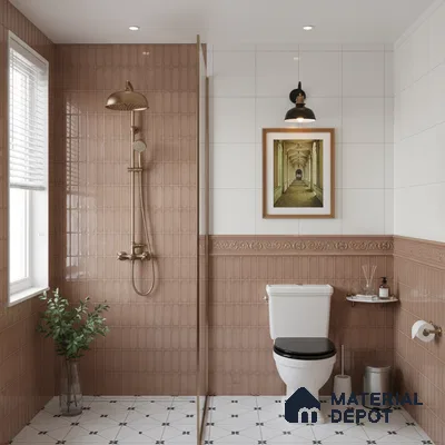 Faux Subway Look Cuba Brown TL 09785 B 2 ft x 1 ft Glossy Finish Ceramic Wall Tile - 9 mm
