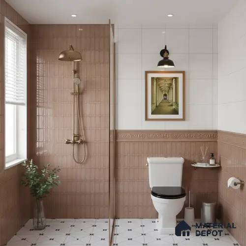 Faux Subway Look Cuba Brown TL 09785 B 2 ft x 1 ft Glossy Finish Ceramic Wall Tile - 9 mm