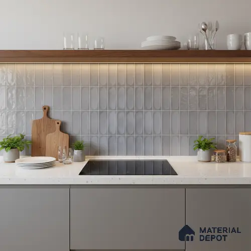Faux Subway Look Cuba Grey TL 09785 D 2 ft x 1 ft Glossy Finish Ceramic Wall Tile - 9 mm