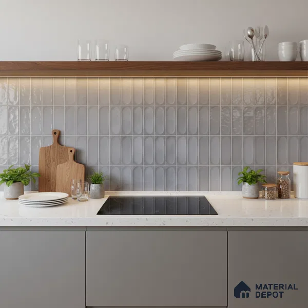 Faux Subway Look Cuba Grey TL 09785 D 2 ft x 1 ft Glossy Finish Ceramic Wall Tile - 9 mm