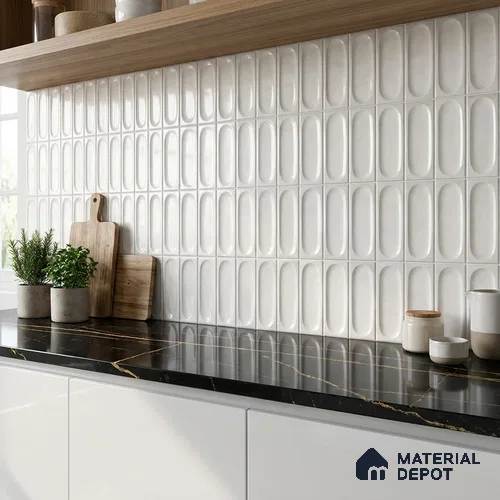 Faux Subway Look Cuba White TL 09785 F 2 ft x 1 ft Glossy Finish Ceramic Wall Tile - 9 mm