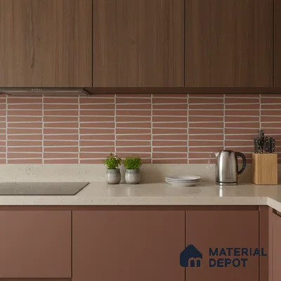 Faux Subway Wall Tile TL 09786 D Empire Red 2 ft x 1 ft Matte Finish Ceramic Tile - 9 mm | Suitable For Kitchen Backsplash, Bathroom & Basin Accent
