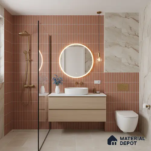 Highlighter Look Empire Red (P-208) TL 09786 D 2 ft x 1 ft Matte Finish Ceramic Wall Tile - 9 mm