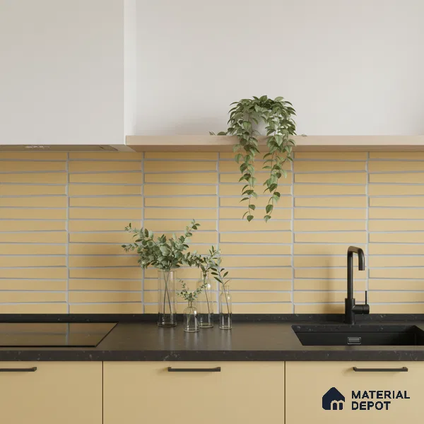 Faux Subway Look Empire Yellow TL 09786 F 2 ft x 1 ft Matte Finish Ceramic Wall Tile - 9 mm
