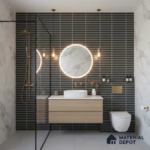 Highlighter Look Empire Black TL 09786 2 ft x 1 ft Matte Finish Ceramic Wall Tile - 9 mm