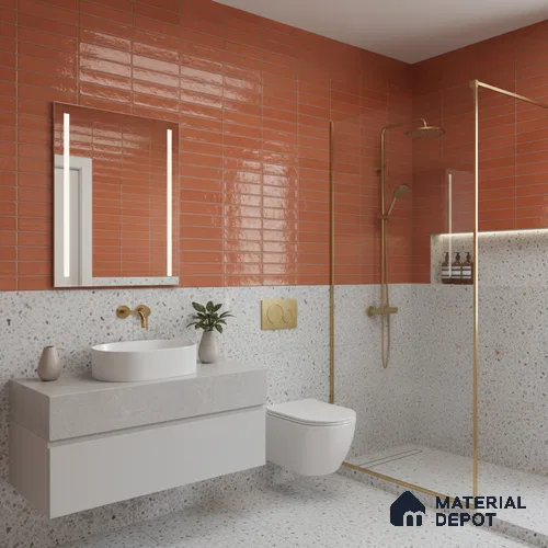 Subway Look Gama Red TL 09787 D 2 ft x 1 ft Matte Finish Ceramic Wall Tile - 9 mm | Please Expect a Slight Variation of Pattern