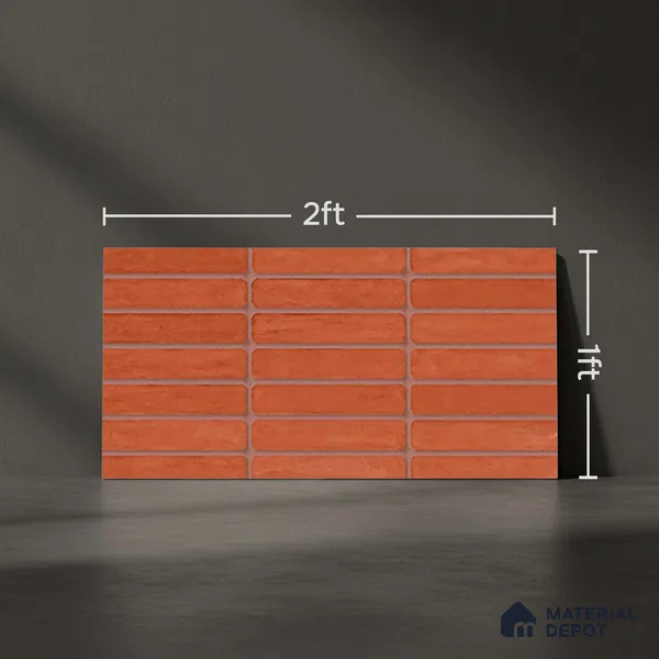 Subway Look Gama Red TL 09787 D 2 ft x 1 ft Matte Finish Ceramic Wall Tile - 9 mm | Please Expect a Slight Variation of Pattern