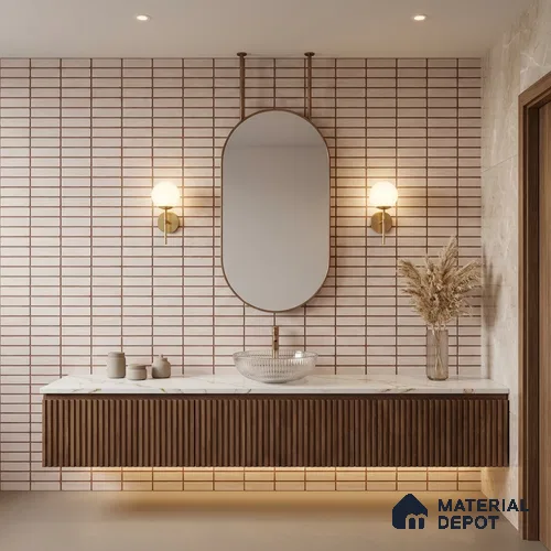 Subway Look Gama Beige TL 09787 2 ft x 1 ft Matte Finish Ceramic Wall Tile - 9 mm | Please Expect a Slight Variation of Pattern