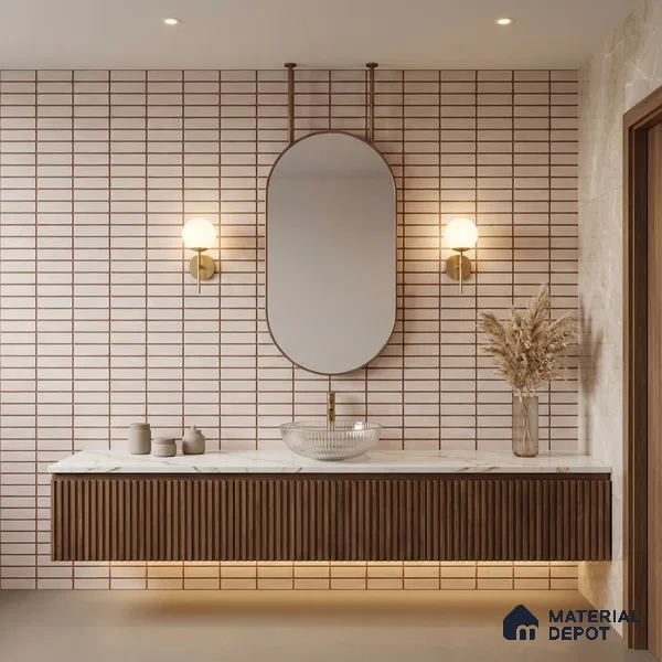 Subway Look Gama Beige TL 09787 2 ft x 1 ft Matte Finish Ceramic Wall Tile - 9 mm | Please Expect a Slight Variation of Pattern (Sample)