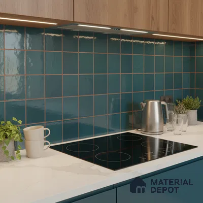 Faux Subway Wall Tile TL 09788 D Luxe Ocean 2 ft x 1 ft Glossy Finish Ceramic Wall Tile - 9 mm | Suitable For Bathroom, Kitchen Backsplash | Please Expect a Slight Variation of Pattern