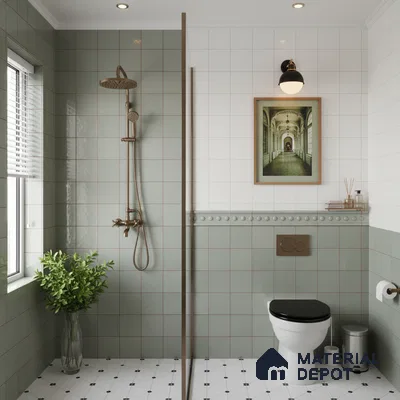 Faux Subway Wall Tile TL 09788 E Luxe Sky 2 ft x 1 ft Glossy Finish Ceramic Wall Tile - 9 mm | Suitable For Bathroom, Kitchen Backsplash | Please Expect a Slight Variation of Pattern