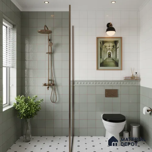 Faux Subway Wall Tile TL 09788 E Luxe Sky 2 ft x 1 ft Glossy Finish Ceramic Wall Tile - 9 mm | Suitable For Bathroom, Kitchen Backsplash | Please Expect a Slight Variation of Pattern