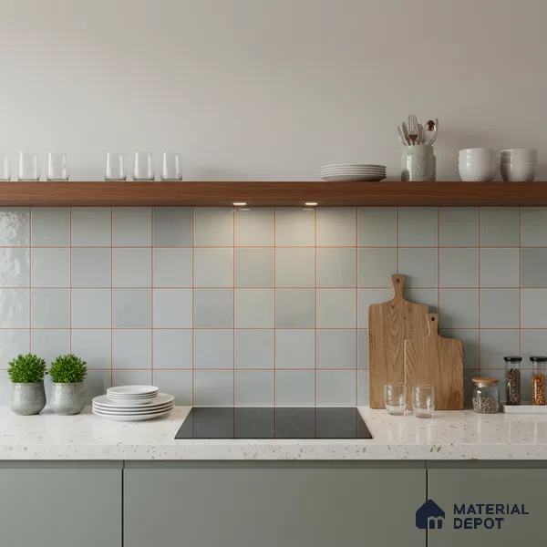 Faux Subway Wall Tile TL 09788 E Luxe Sky 2 ft x 1 ft Glossy Finish Ceramic Wall Tile - 9 mm | Suitable For Bathroom, Kitchen Backsplash | Please Expect a Slight Variation of Pattern