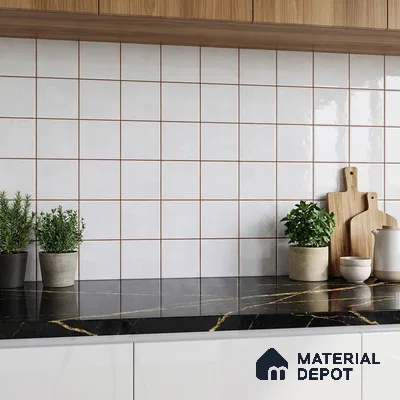 Faux Subway Wall Tile TL 09788 F Luxe White 2 ft x 1 ft Glossy Finish Ceramic Wall Tile - 9 mm | Suitable For Bathroom, Kitchen Backsplash | Please Expect a Slight Variation of Pattern