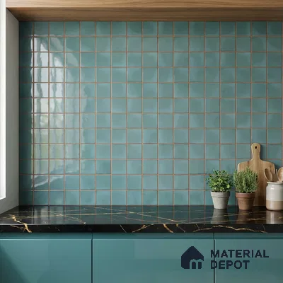Faux Subway Wall Tile TL 09788 Luxe Aqua 2 ft x 1 ft Glossy Finish Ceramic Wall Tile - 9 mm | Suitable For Bathroom, Kitchen Backsplash | Please Expect a Slight Variation of Pattern