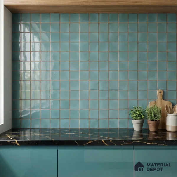 Faux Subway Wall Tile TL 09788 Luxe Aqua 2 ft x 1 ft Glossy Finish Ceramic Wall Tile - 9 mm | Suitable For Bathroom, Kitchen Backsplash | Please Expect a Slight Variation of Pattern
