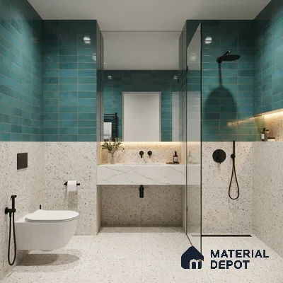 Faux Subway Wall Tile TL 09789 C Luxuria Ocean 2 ft x 1 ft Glossy Finish Ceramic Tile - 9 mm | Suitable For Kitchen Backsplash, Bathroom & Basin Accent