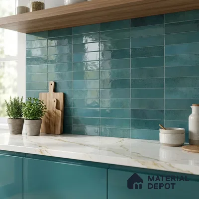 Faux Subway Wall Tile TL 09789 C Luxuria Ocean 2 ft x 1 ft Glossy Finish Ceramic Tile - 9 mm | Suitable For Kitchen Backsplash, Bathroom & Basin Accent
