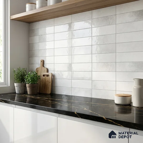 Faux Subway Look Luxuria White R1 TL 09789 E 2 ft x 1 ft Glossy Finish Ceramic Wall Tile - 9 mm