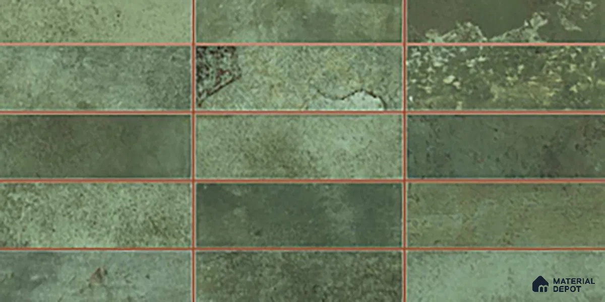 Faux Subway Look Luxuria Green R1 TL 09789 2 ft x 1 ft Glossy Finish Ceramic Wall Tile - 9 mm