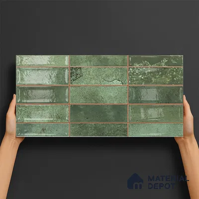 Faux Subway Look Luxuria Green R1 TL 09789 2 ft x 1 ft Glossy Finish Ceramic Wall Tile - 9 mm