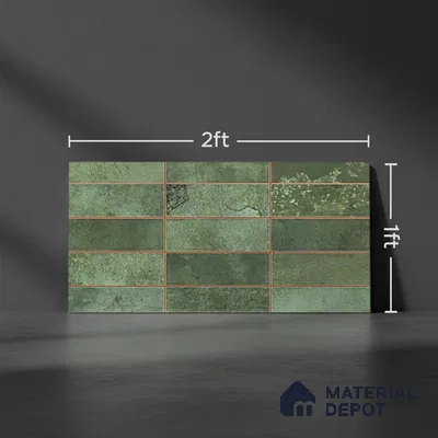 Faux Subway Look Luxuria Green R1 TL 09789 2 ft x 1 ft Glossy Finish Ceramic Wall Tile - 9 mm