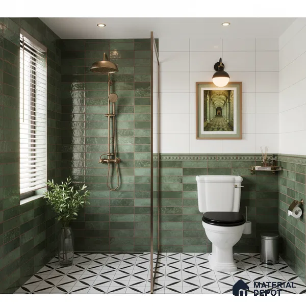 Faux Subway Look Luxuria Green R1 TL 09789 2 ft x 1 ft Glossy Finish Ceramic Wall Tile - 9 mm