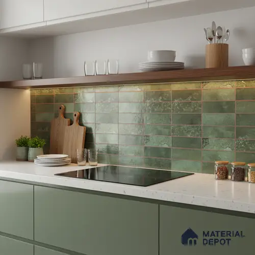 Faux Subway Look Luxuria Green R1 TL 09789 2 ft x 1 ft Glossy Finish Ceramic Wall Tile - 9 mm