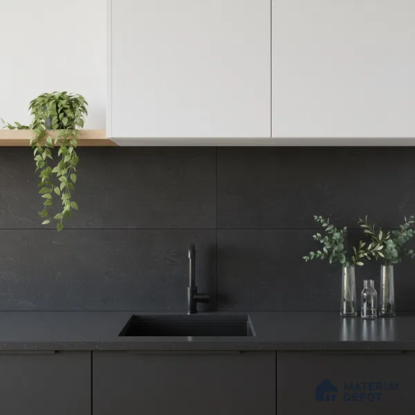 Plain Look Matt Black TL 09790 B 2 ft x 1 ft Matte Finish Ceramic Wall Tile - 9 mm