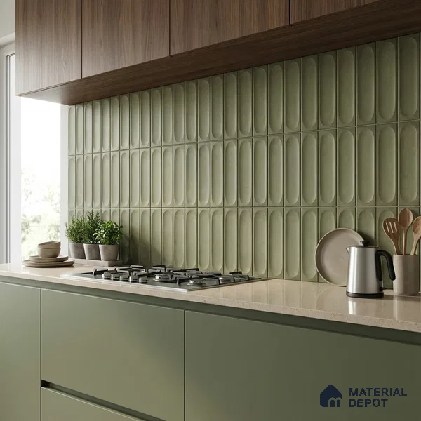 Faux Subway Look Luna Green TL 09792 C 2 ft x 1 ft Matte Finish Ceramic Wall Tile - 9 mm