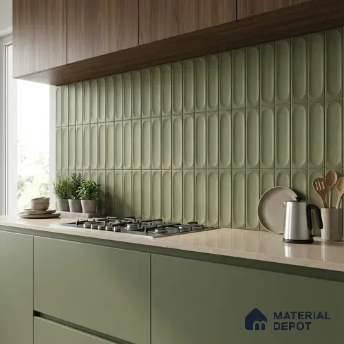 Faux Subway Look Luna Green TL 09792 C 2 ft x 1 ft Matte Finish Ceramic Wall Tile - 9 mm