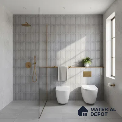 Faux Subway Wall Tile TL 09792 D Luna Grey 2 ft x 1 ft Matte Finish Ceramic Tile - 9 mm | Suitable For Kitchen Backsplash, Bathroom & Basin Accent