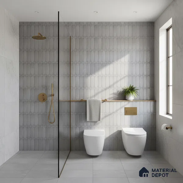 Faux Subway Wall Tile TL 09792 D Luna Grey 2 ft x 1 ft Matte Finish Ceramic Tile - 9 mm | Suitable For Kitchen Backsplash, Bathroom & Basin Accent