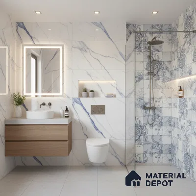 Floral Wall Tile TL 09795 B 2 ft x 1 ft Glossy Finish Ceramic Wall Tile - 9 mm | Please Expect a Slight Variation of Pattern